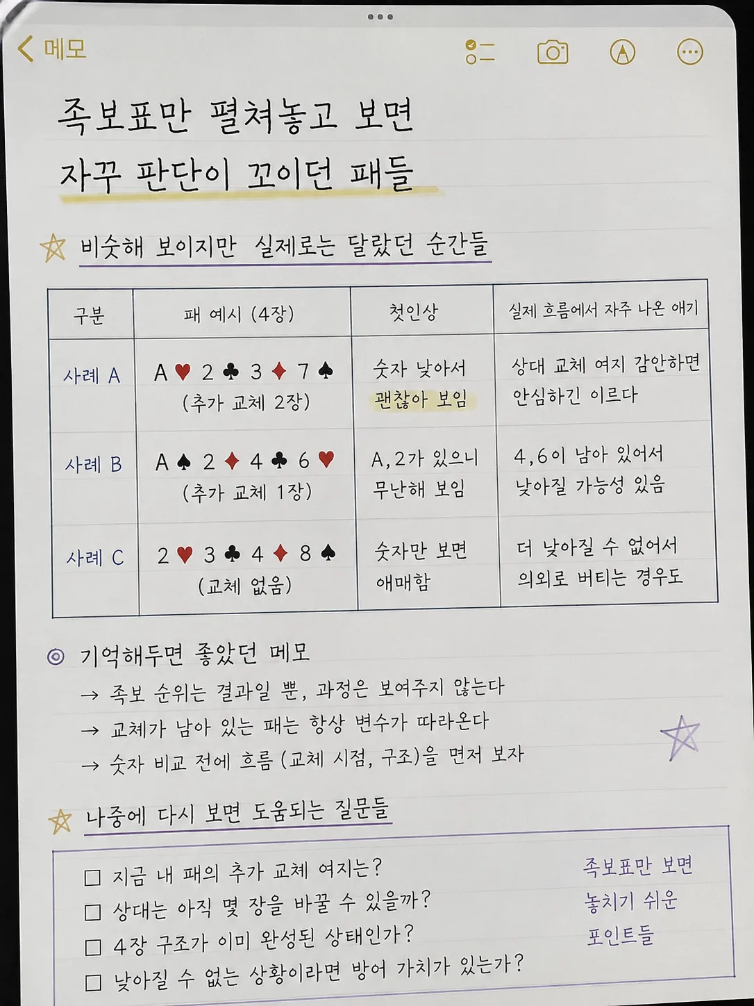 족보표만 펼쳐놓고 보면 자꾸 판단이 꼬이던 패들 관련 본문 이미지 2
