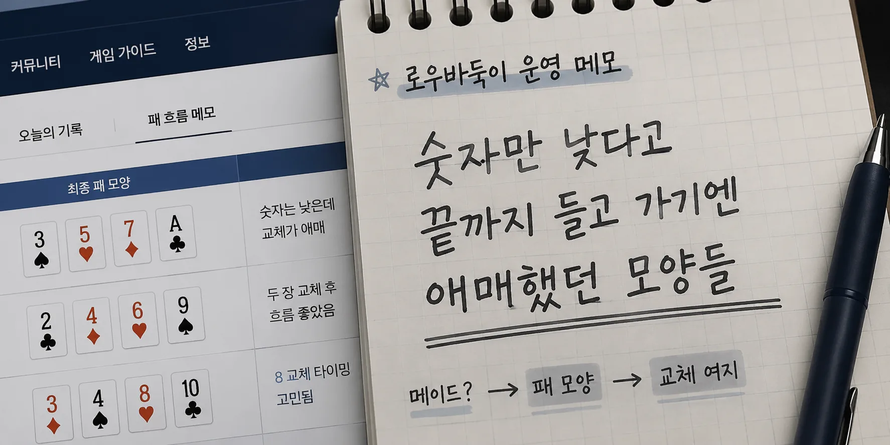 숫자만 낮다고 끝까지 들고 가기엔 애매했던 모양들 바둑이 정보 썸네일